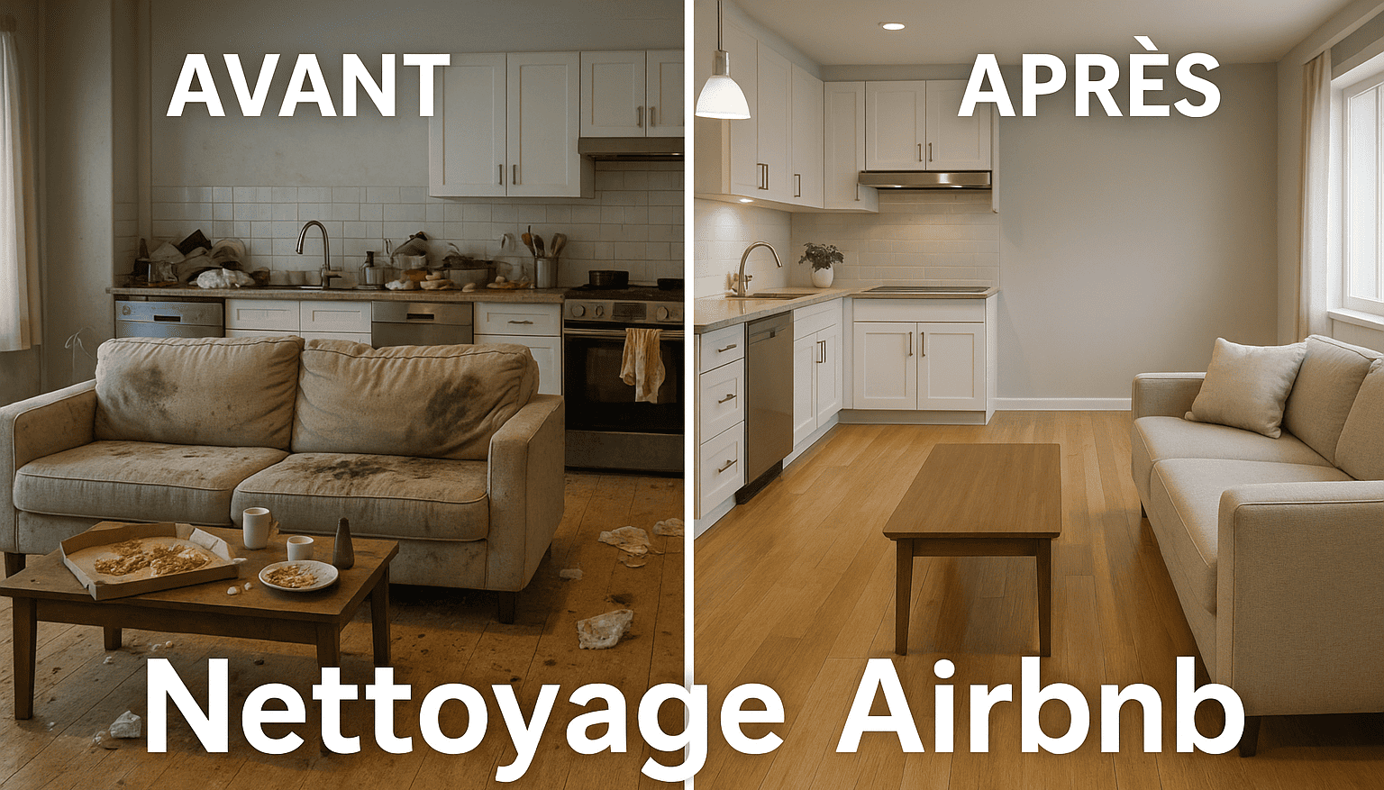 Nettoyage Airbnb avant après OptimusClean à [ville]