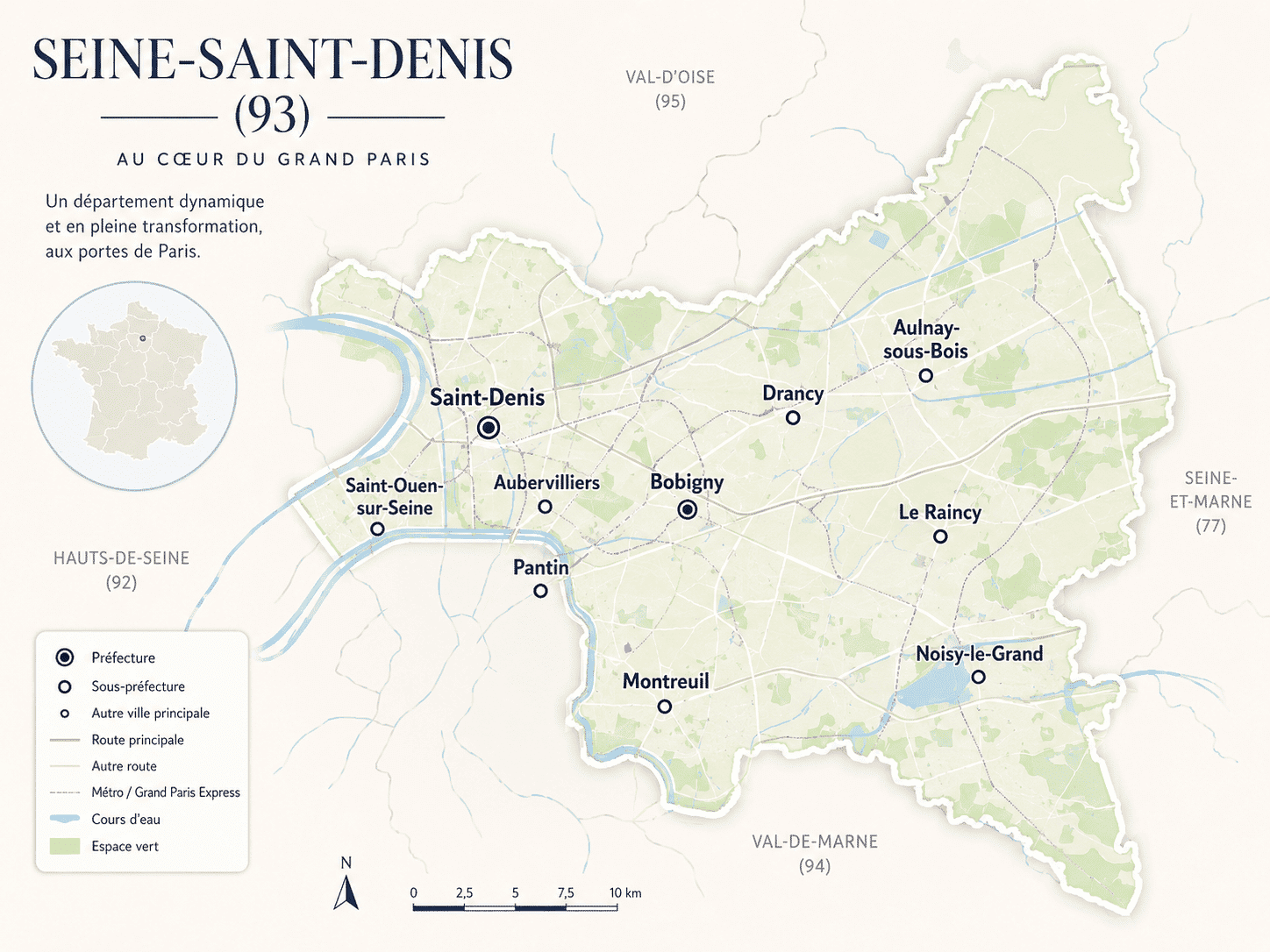 entreprise de nettoyage Seine-Saint-Denis avec carte des villes desservies dans le département 93