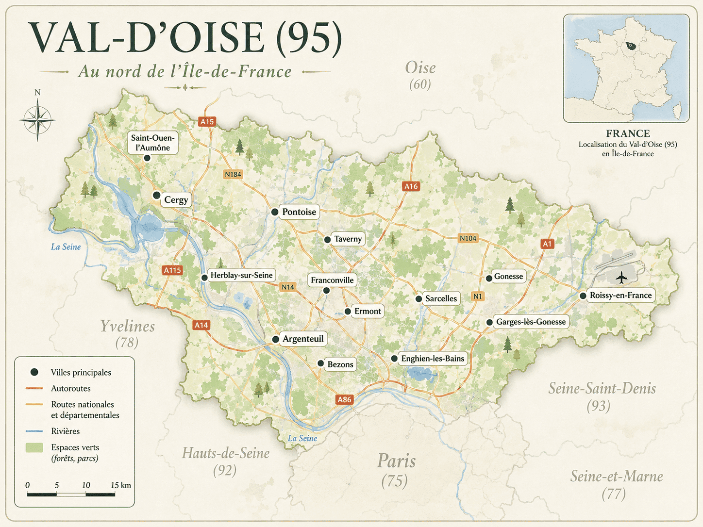 Carte des interventions de nettoyage dans le Val-d’Oise 95