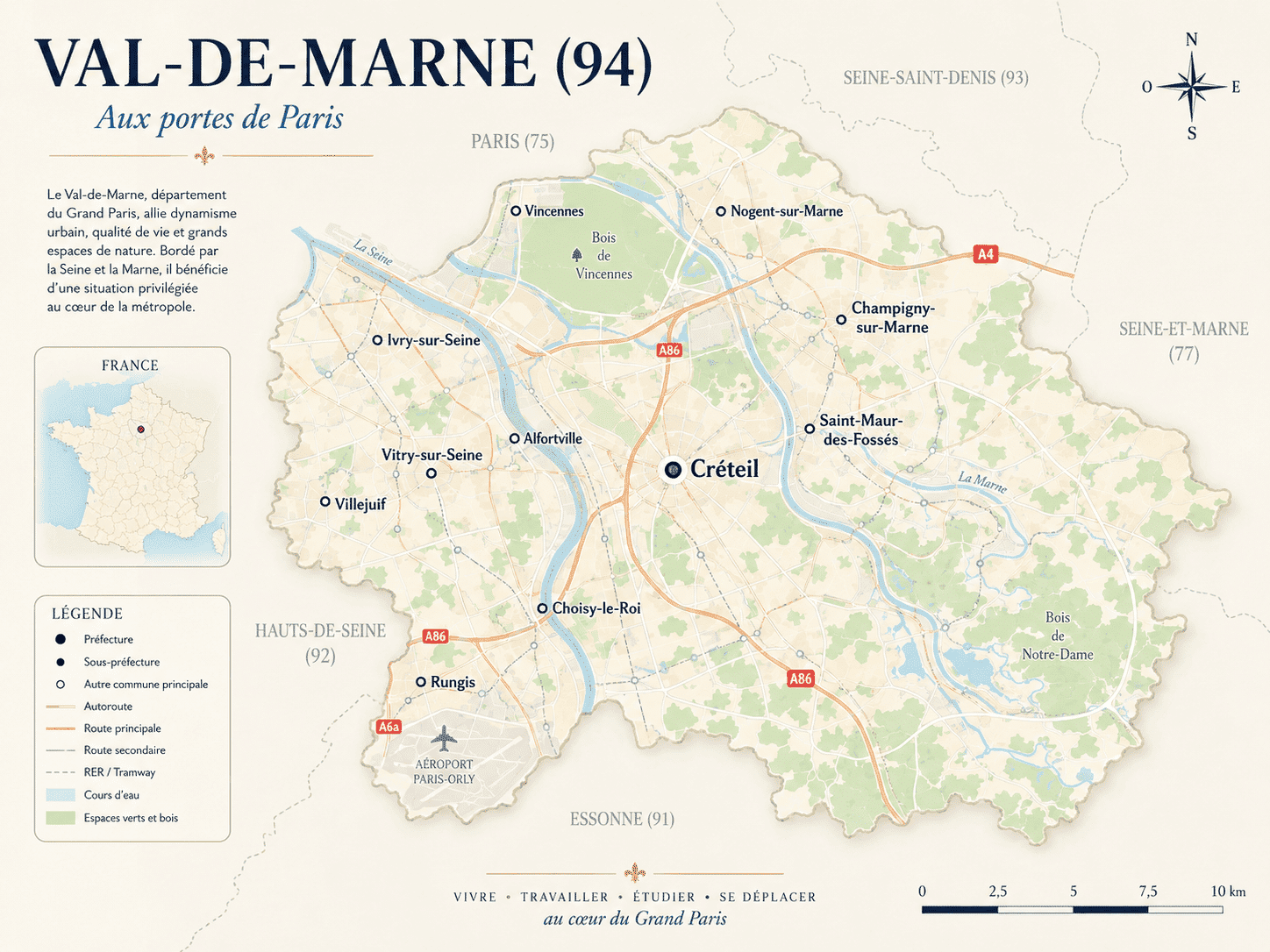 Entreprise de nettoyage Val-de-Marne avec carte des villes desservies dans le département 94