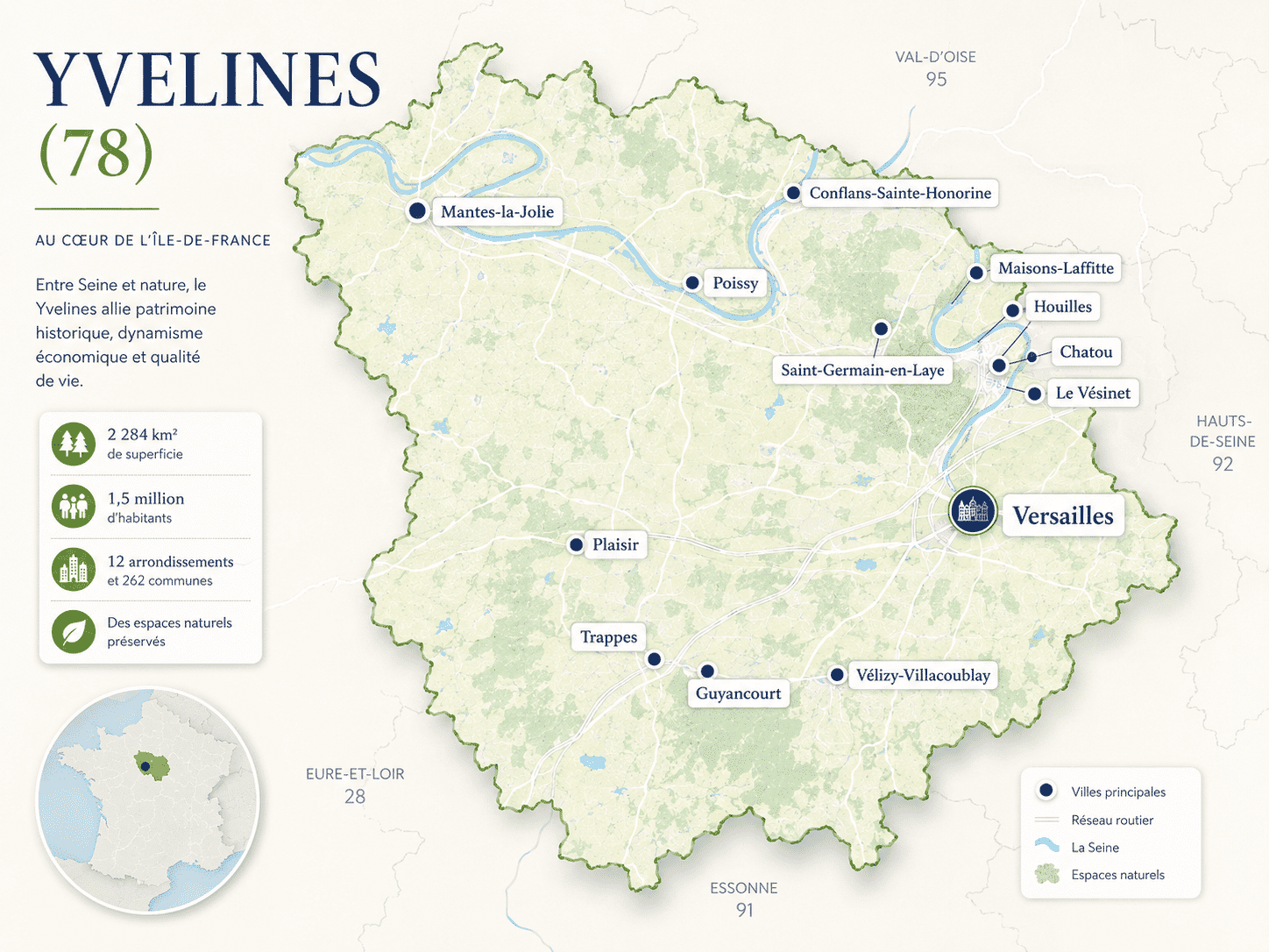Carte des villes desservies par une entreprise de nettoyage Yvelines dans le département 78